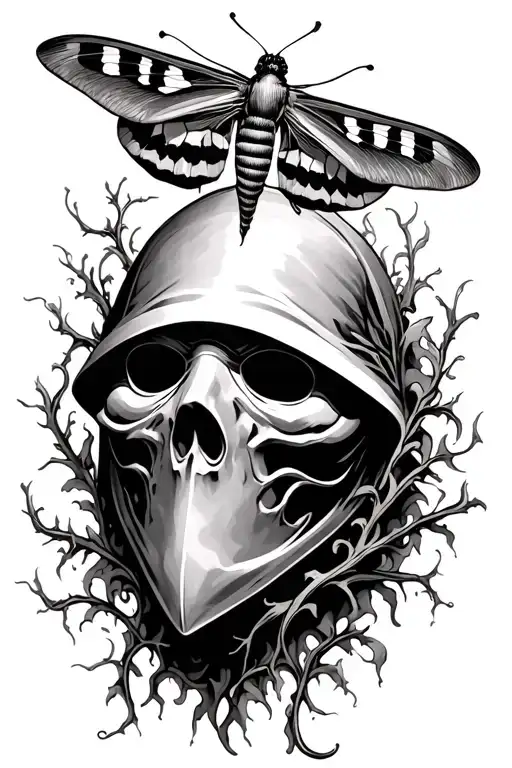 Plague Doctor Mask With A Death Moth And Vines