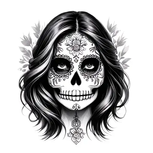 Sugar Skull Real Woman Face