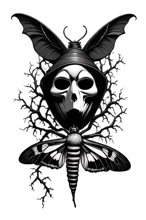 Plague Doctor Mask With A Death Moth And Vines