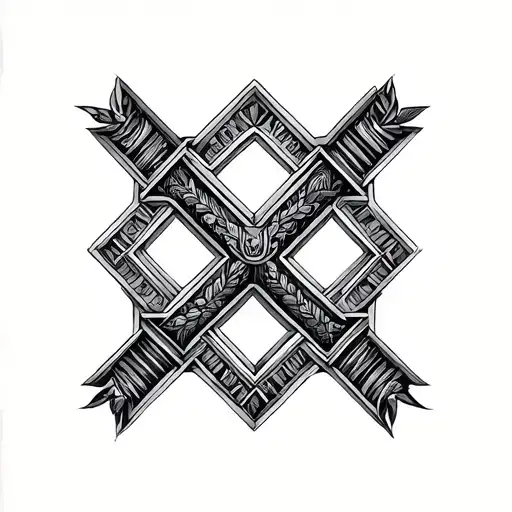 Cross Tattoo Black Work Style Geometric Design Incorporating