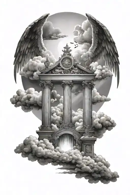 Heaven Gates Shining In Clouds