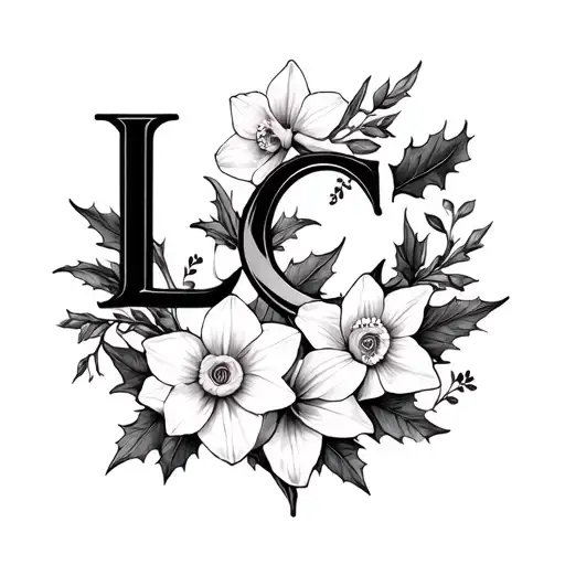 Infinity Symbol With L And C Letters And Birth Flowers Daffodil And Holly