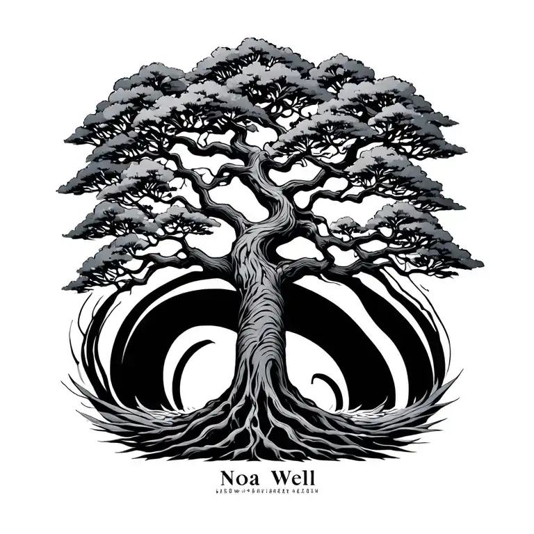 Tree Of Life With The Name Noa Well Readable In A Japanese Style