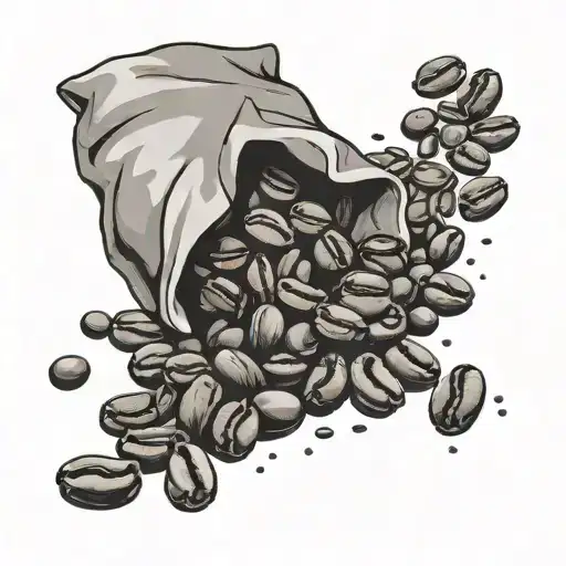 Coffee Beans Spilling Out From A Bag Of Coffee Beans