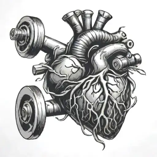 Anatomical Heart With Gym Dumbbells As Arteries