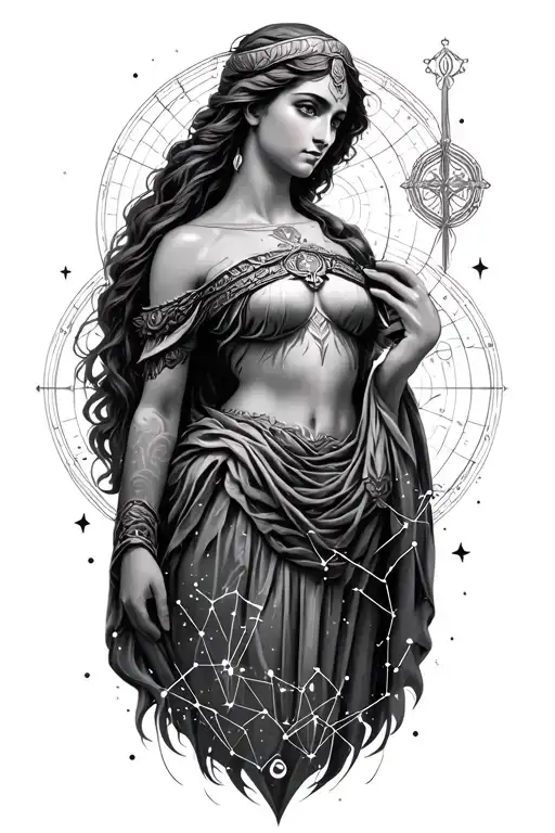 Goddess Athena Cancer Constellation Intertwined