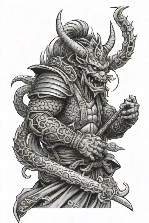Samurai Oni Sleeve With Dragon