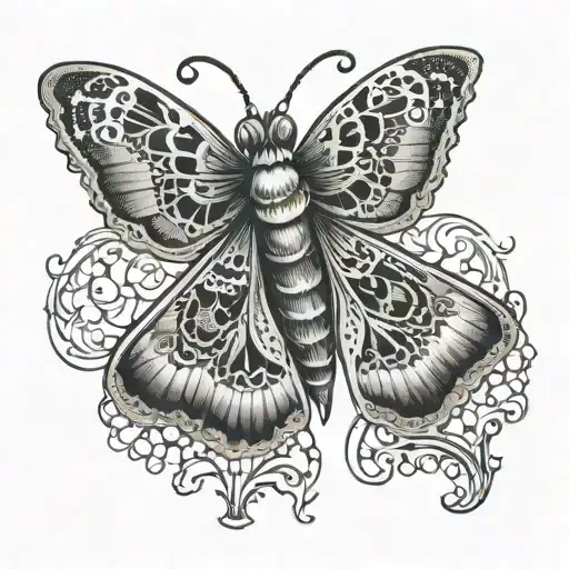 Moth With Wings Made From Lace