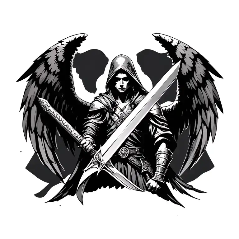 Fallen Angel Soldier Holding Sword