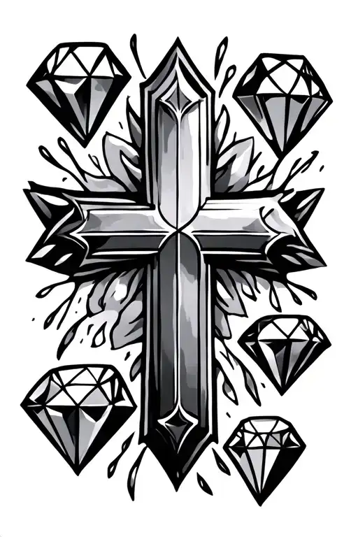 Cross Surrounded And Three Diamonds