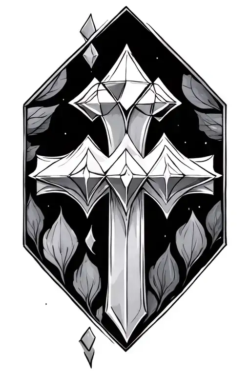 Cross And Three Diamond Shape In A Row Under It