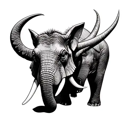 Elephant Next To Triceratops Face Made