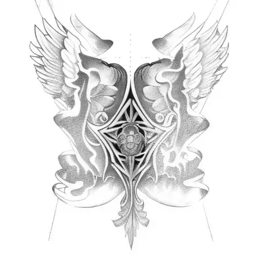 Wing Tattoo For Lower Part Of Belly