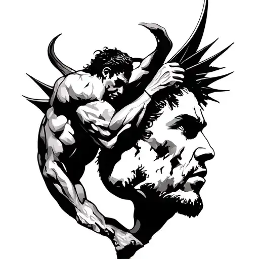 Man Conquers The World By Conquering Himself Tattoo Template