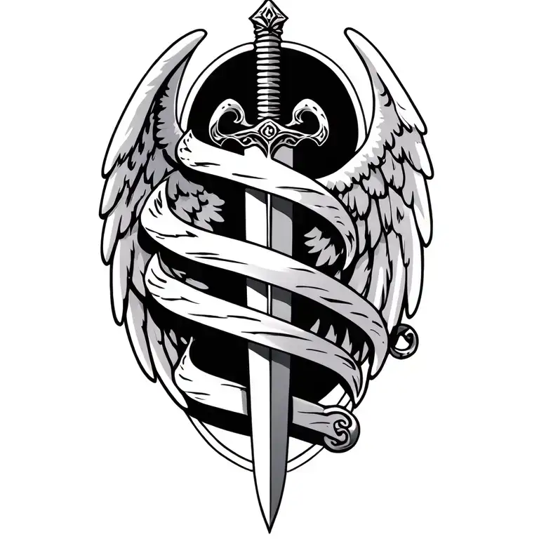 3 Swords With Angel Wings Wrapped