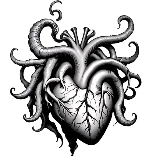 Cthulhu Gripping An Anatomical Heart