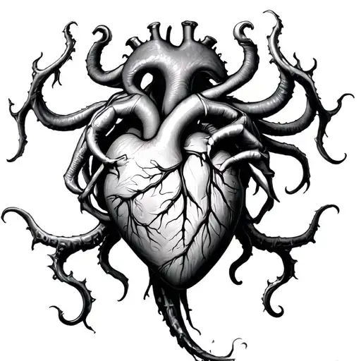 Cthulhu Gripping An Anatomical Heart