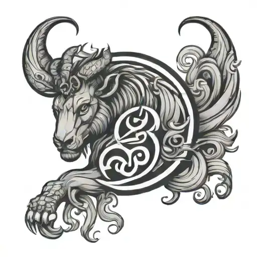 Leo Zodiac Ssymbol With Capricorn Symbol Intertwined