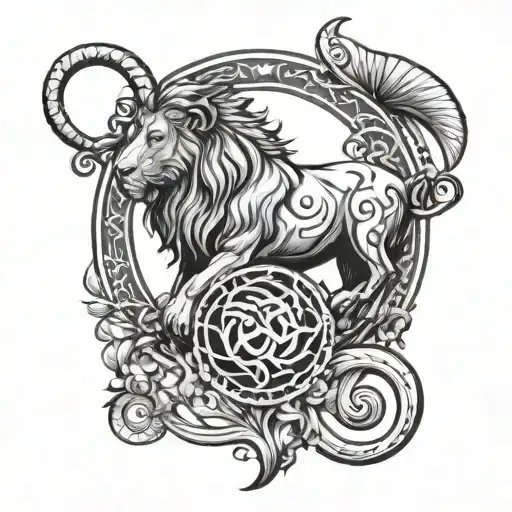 Leo Zodiac Symbol With Capricorn Symbol Intertwined Just Symbols No Animals