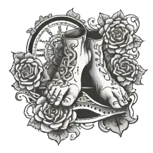 Measuring Sized Foot Tatto Design