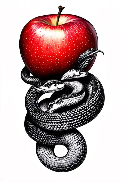 Snake And Red Apple