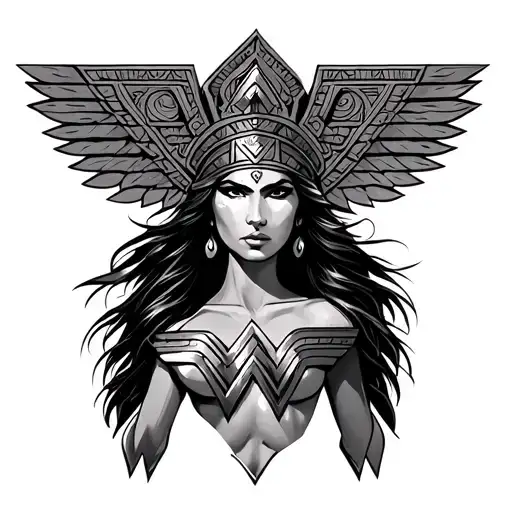 Aztec Wonder Woman Emblem Hispanic Theme