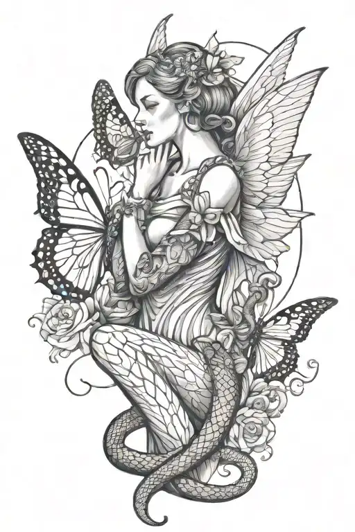 Angel Choking Snake Releasing Butterfly