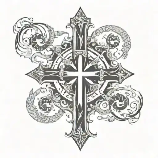 Roman Numeral 3 With Cross Surrounded