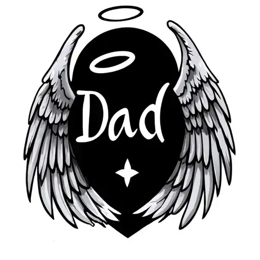 Dainty Angel Wings And Halo With Dad Written In It
