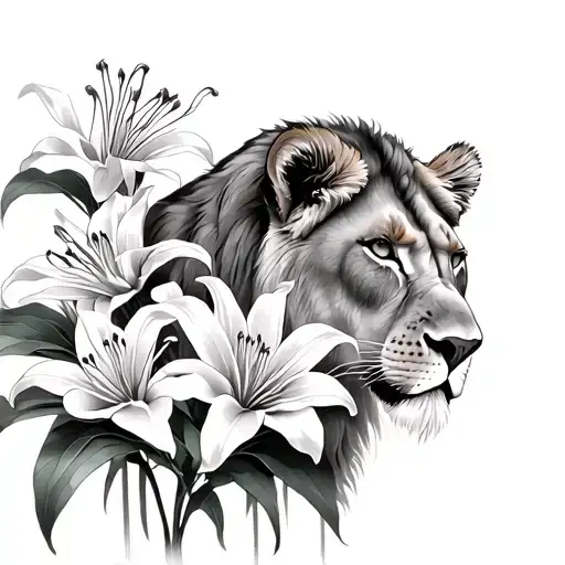 Spider Lilies And Lioness