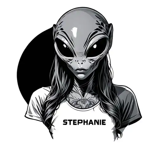 Female Alien With The Name Stephanie On Shirt