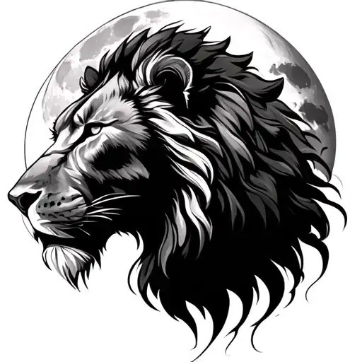 Full Moon And Lion Head