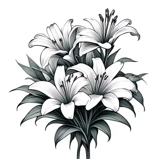 Lillies And Daisies Growing