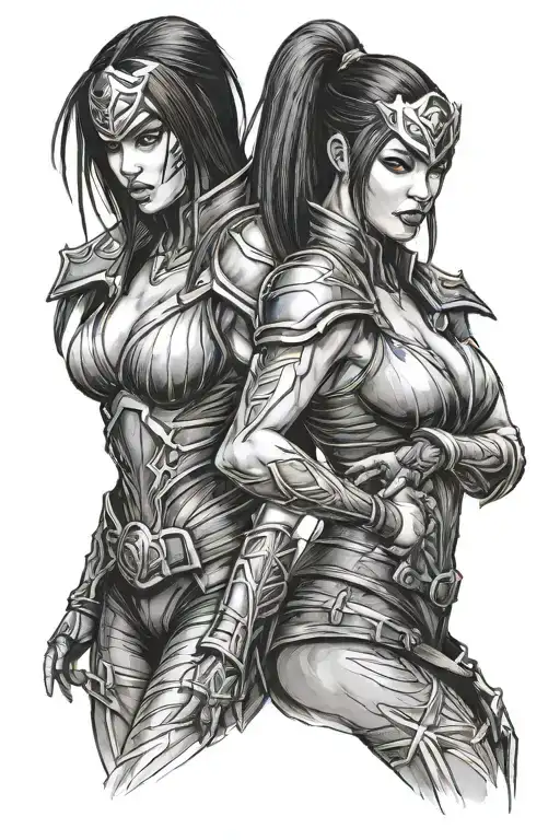 Mileena And Kitana From Mortal Kombat