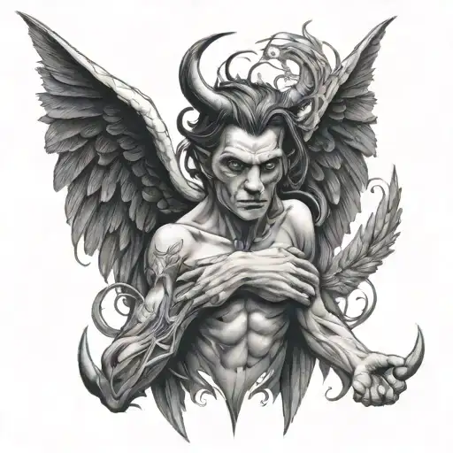 Angel Wings And Devil Horns Merged Together To Create