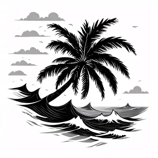 Waves With Palm Tree