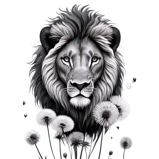 A Lion Made Out Of Dandelions