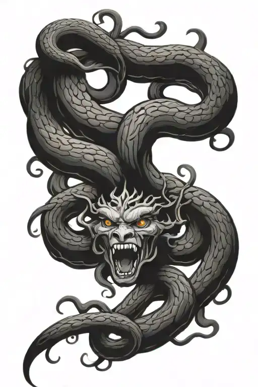 Sad Medusa Snakes Flowing Downward