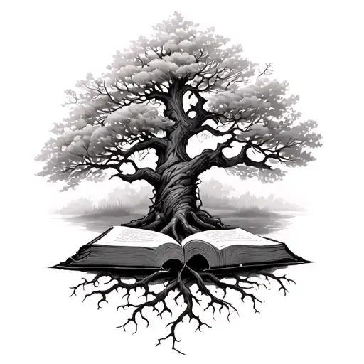 A Tree With The Roots Wrapped Around The Bible