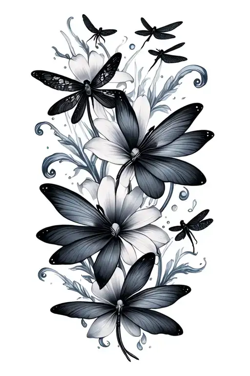 Dragonflys Water Flowers