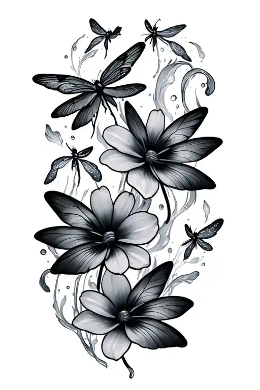 Dragonflys Water Flowers