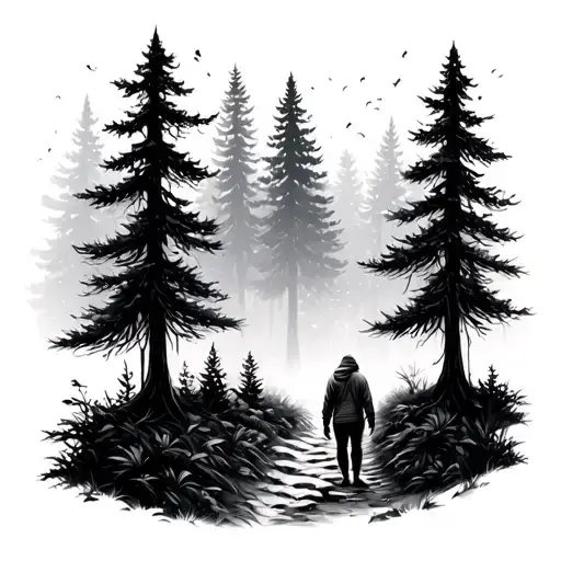 Forest With Person On Path