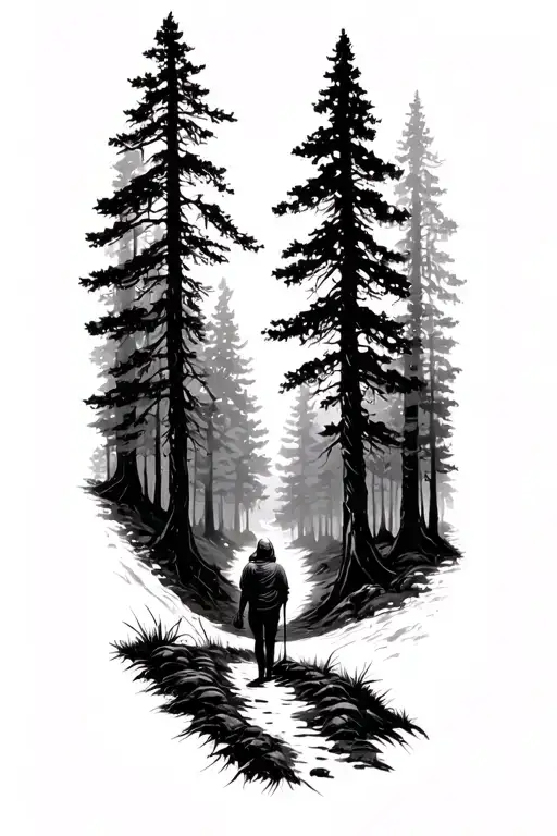 Forest With Person On Path