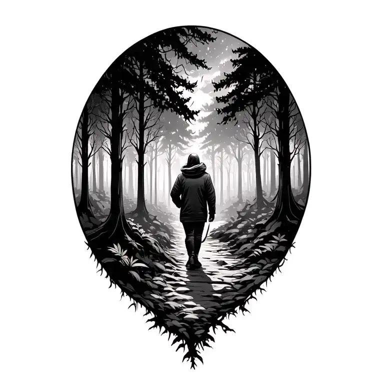Forest With Person On Path