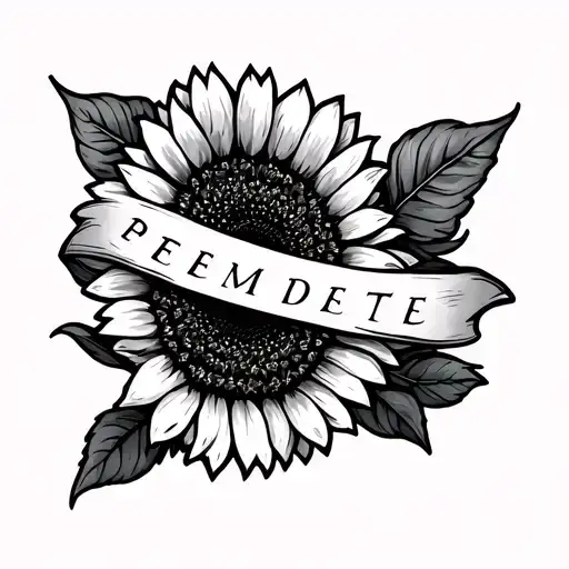 Name Tattoo With Sunflowers Wrapped