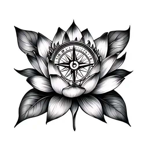 Lotus Flower With Compass