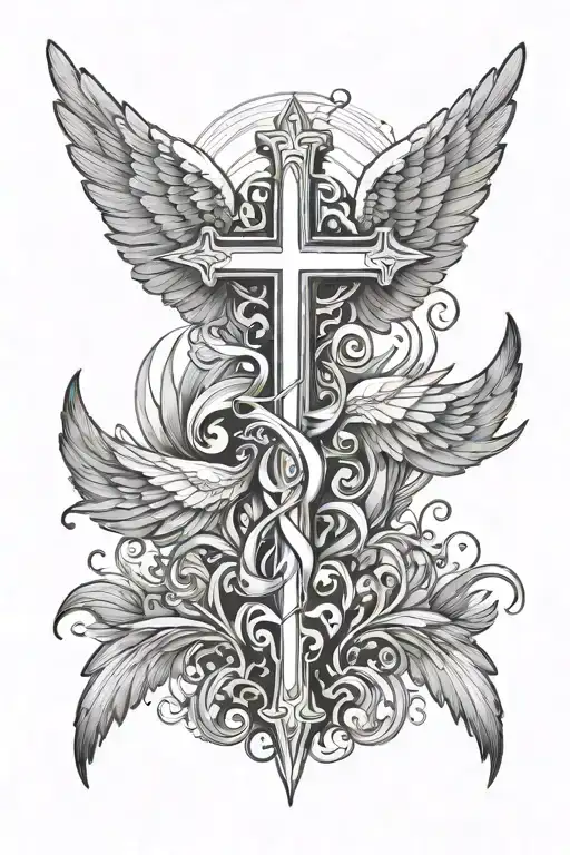 Angel Wings And Cross