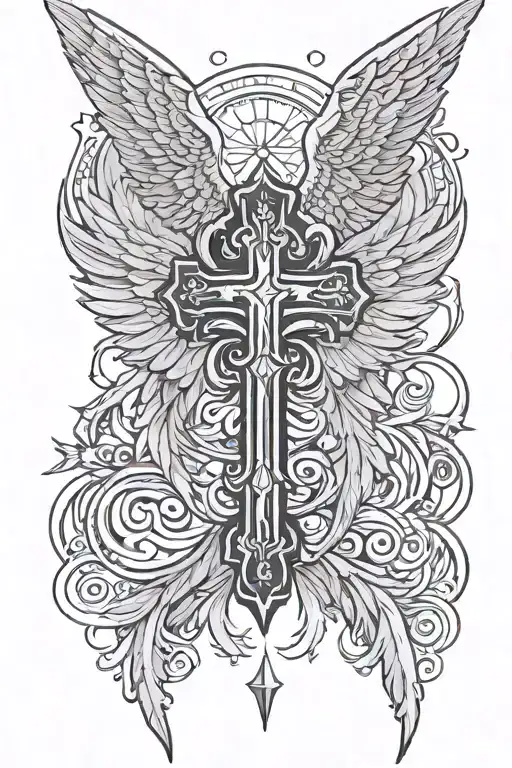 Angel Wings And Cross Roman Numerals
