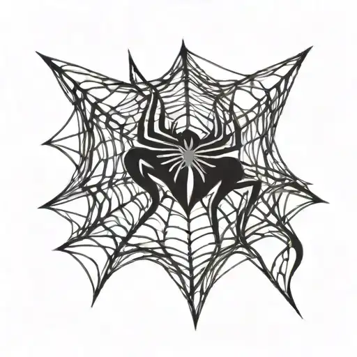Spiderman Logo With Web Around It Luminous Points Of Small