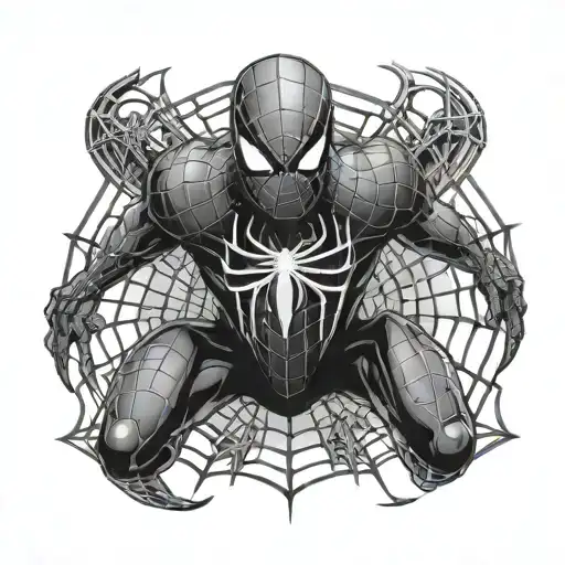 Spiderman Logo With Web Cyber Realism